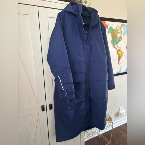 Lands’ End Squall Hooded Long Parka Winter Lined Warm Coat Parka Navy Blue - Picture 3 of 15